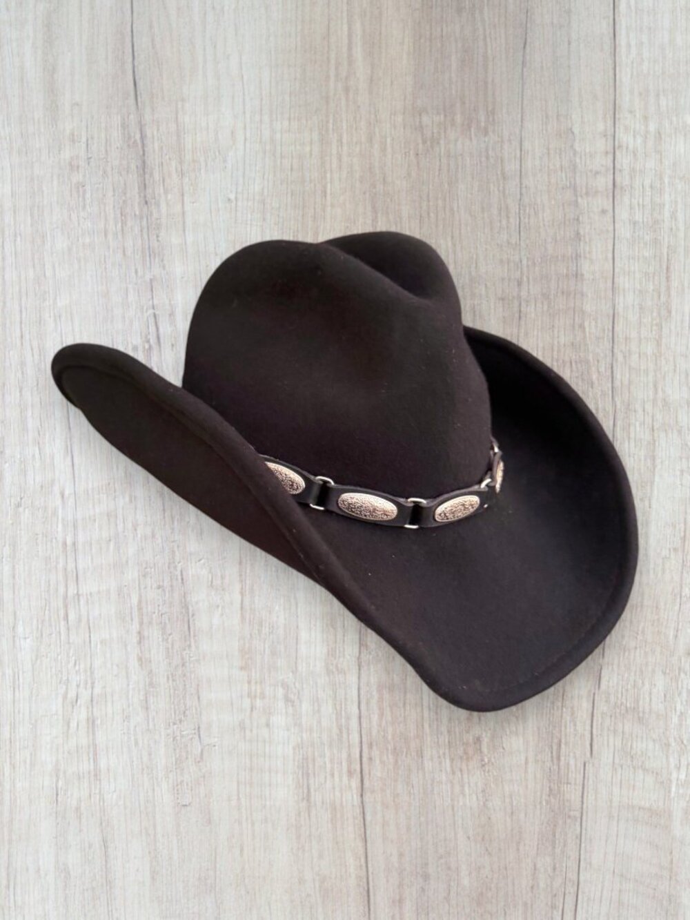 Scala Black Wool Felt Cowboy Hat Silver Concho Western Cowgirl Womens OS
